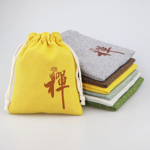 禅字加厚棉麻文玩布袋做工精细