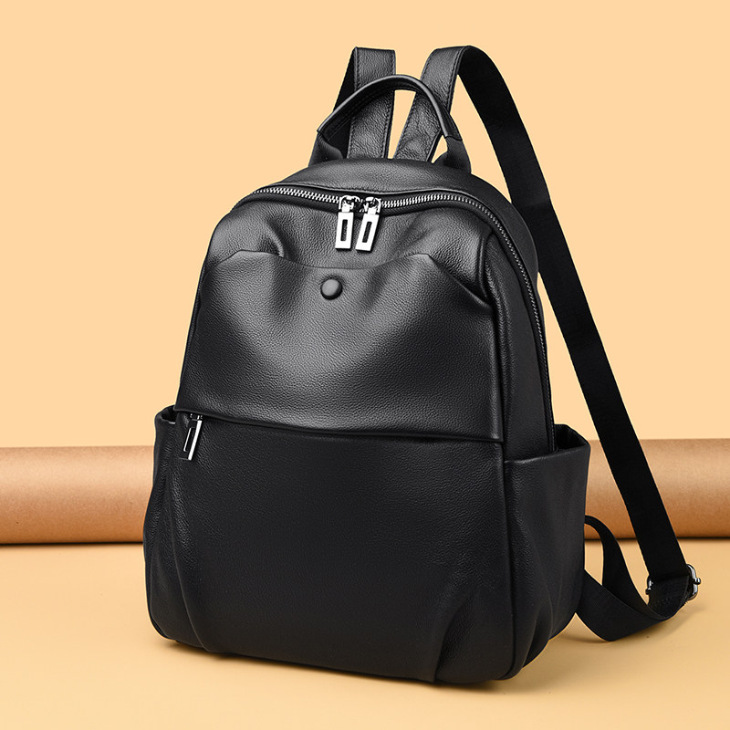 真皮双肩包女新款韩版潮流百搭牛皮背包大容量女式时尚质感小书包