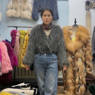 2025年秋冬季新款仿水貂毛环保皮草外套网红百搭仿狐狸毛毛毛大衣