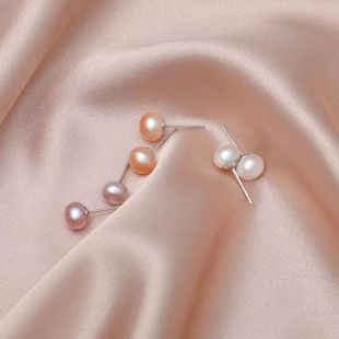 正品S999纯银天然淡水珍珠耳钉女防过敏耳饰耳环扁圆高级感礼物