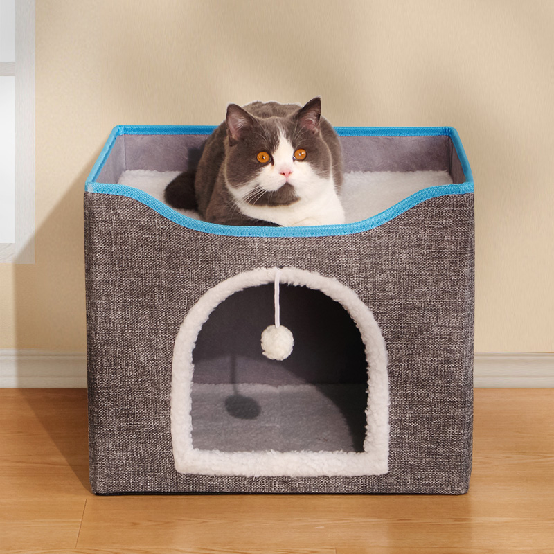 猫窝冬季保暖猫咪可折叠双层躲藏屋四季通用多猫可睡秋冬宠物猫床