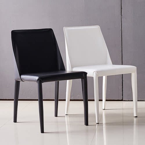 北欧餐椅现代简约轻奢马鞍皮椅子