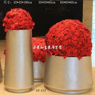 直销带底座圆锥形落地大花瓶酒店商场玻璃钢花槽 客厅花插工艺品