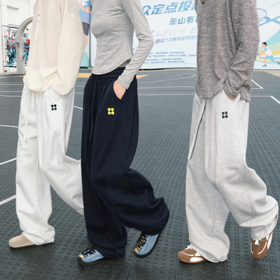 MANYSTON美式高街黑色阔腿裤子男