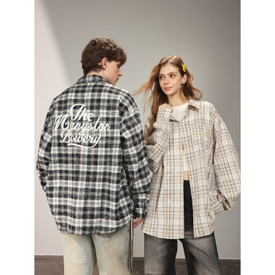 MANYSTON美式纯棉格子衬衫外套男