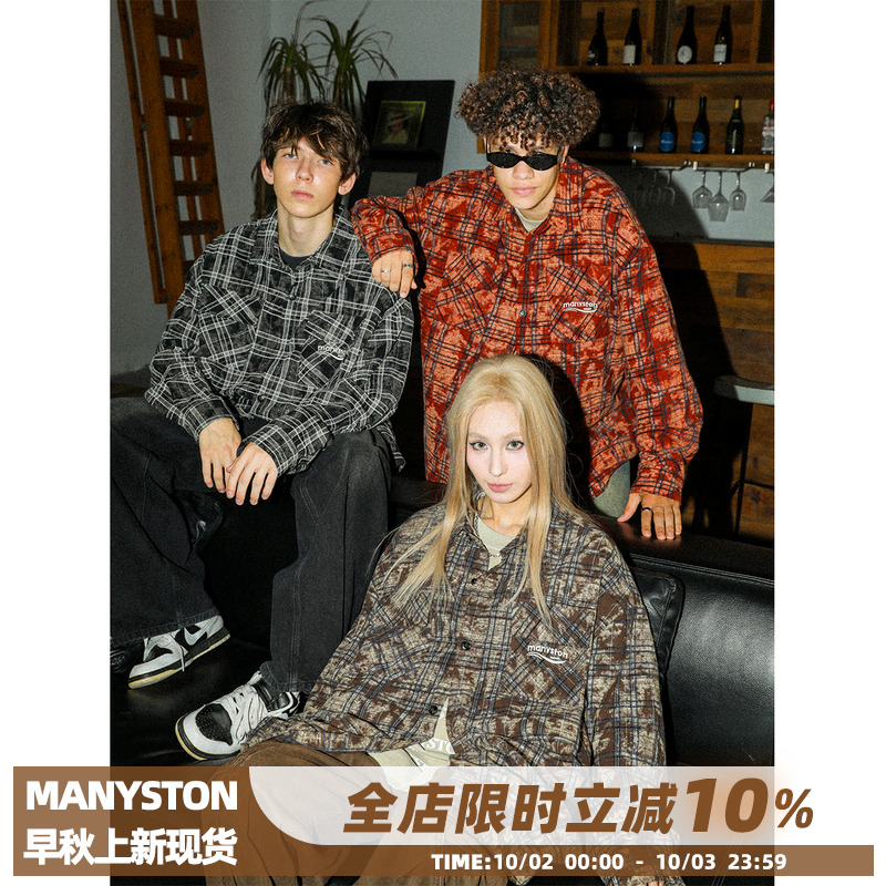 MANYSTON美式春秋季衬衫外套男生