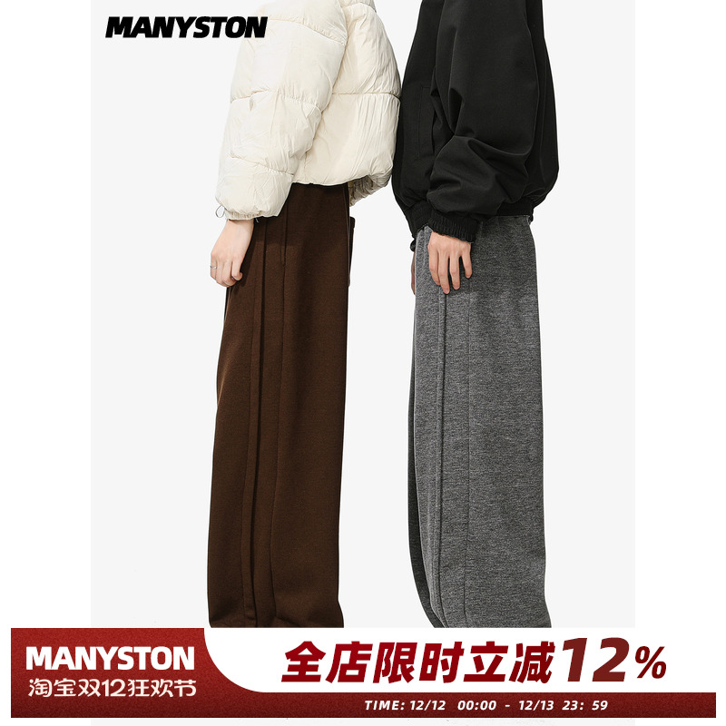 MANYSTON美式冬季加绒休闲裤男款