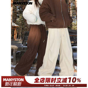 美式 加绒加厚直筒宽松阔腿裤 灯芯绒休闲棉裤 冬季 子 男款 MANYSTON