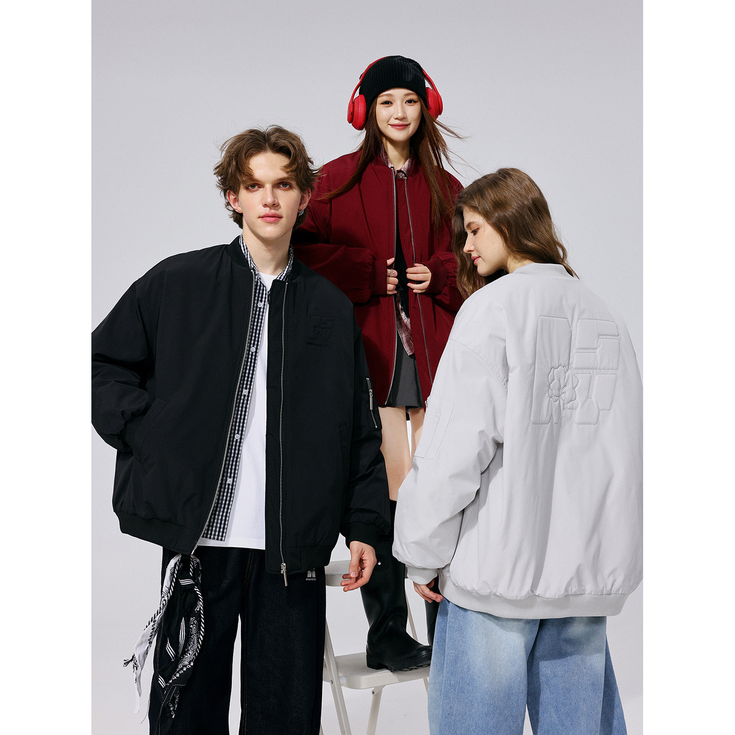 明星同款MANYSTON美式棒球领防水棉服男冬季潮宽松休闲棉衣外套