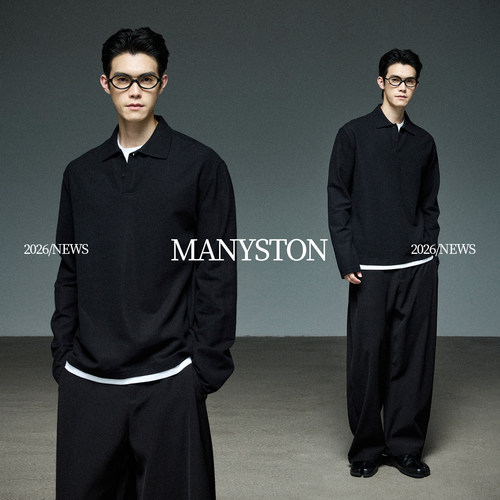 MANYSTON400g重磅假二件卫衣男