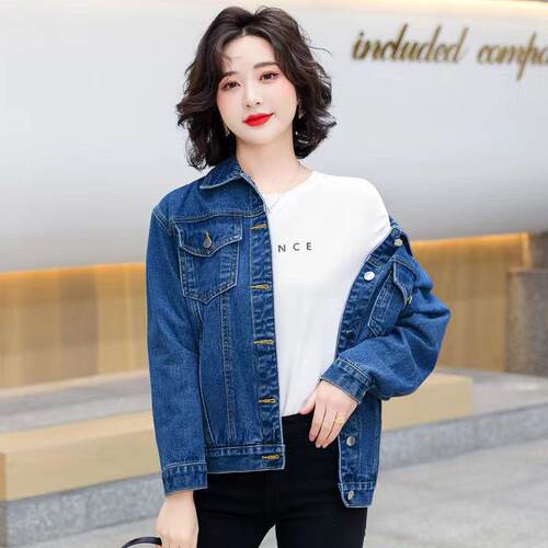 春秋大码牛仔外套女宽松显瘦上衣