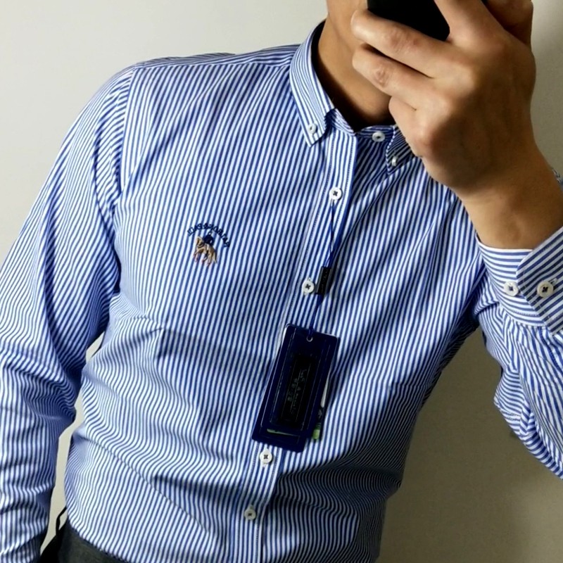 保罗纯棉衬衫男士长袖条纹百搭商务休闲衬衣春夏中青年薄款男上装