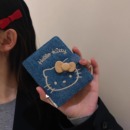 HelloKitty牛仔皮質零錢包創(chuàng)意少女心短款 mini零錢袋皮夾證件卡包