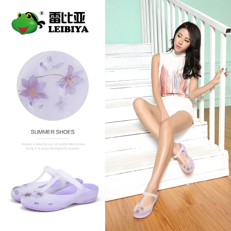 Lei Biya 18 new pattern Mary Jane Clematis printing Hole sandals and slippers melissa The thickness of the bottom Sandy beach Women's Shoesin the Women's Shoes, Sandals, Crocs category - from Buy2taobao.com to provide professional Taobao agent buy service