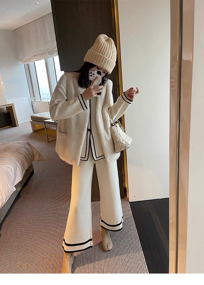 2025秋冬新款气质仿貂绒水貂毛v领皮草马甲皮毛一体背心女年轻款