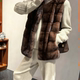 环保皮草外套女年轻款 秋冬新款 仿水貂毛马甲圆领横排短款