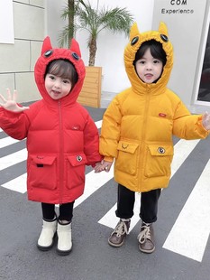 超萌加厚儿童羽绒服中长款过膝女童小宝宝2婴儿白鸭绒洋气一1岁半