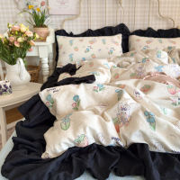 Class A floral crinkled lace lace four-piece set bed skirt, dormitory quilt cover, bed sheet, girlish heart bed three-piece set supplies thumbnail 6