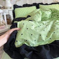 Class A floral crinkled lace lace four-piece set bed skirt, dormitory quilt cover, bed sheet, girlish heart bed three-piece set supplies thumbnail 2