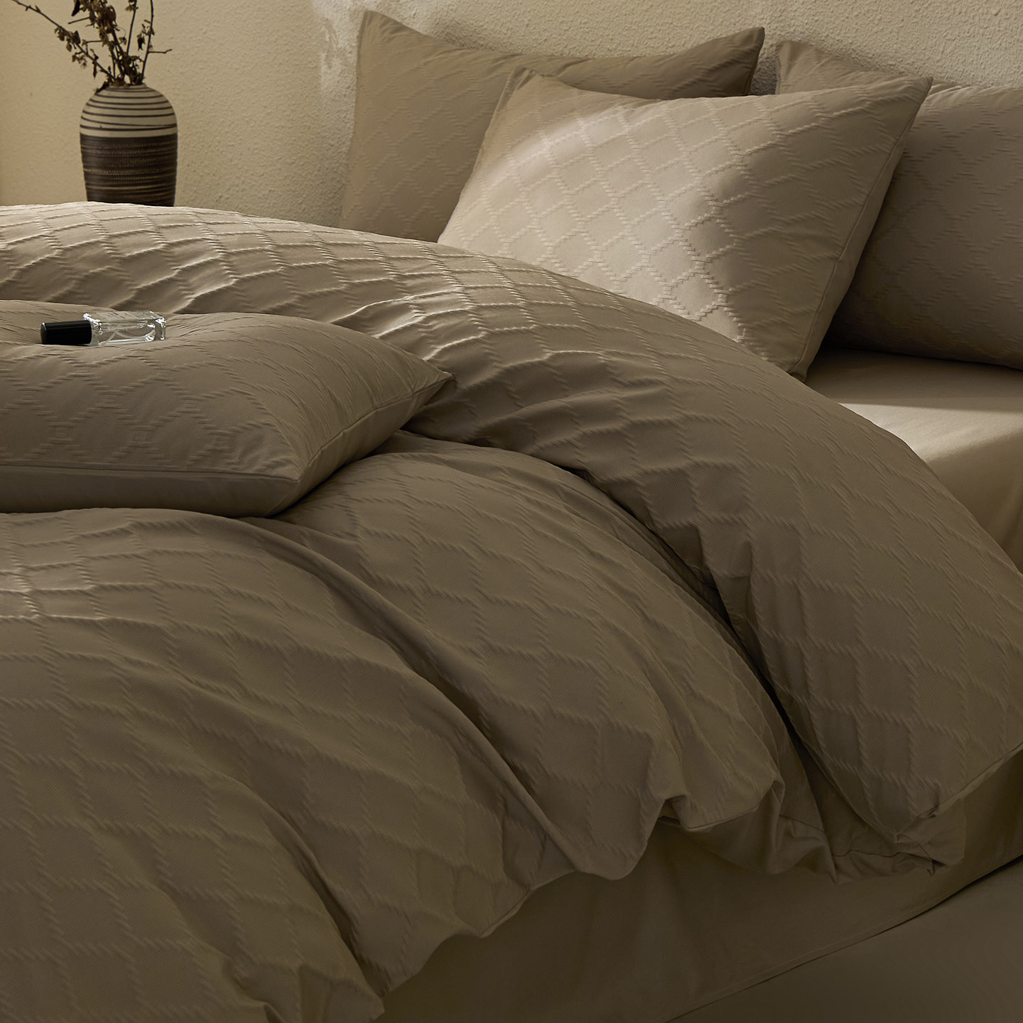 ins风简约灰色菱形格子水洗棉床上四件套学生被套宿舍床单三件套