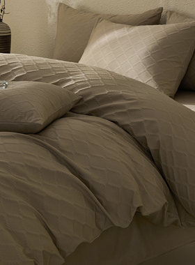 ins风简约灰色菱形格子水洗棉床上四件套学生被套宿舍床单三件套