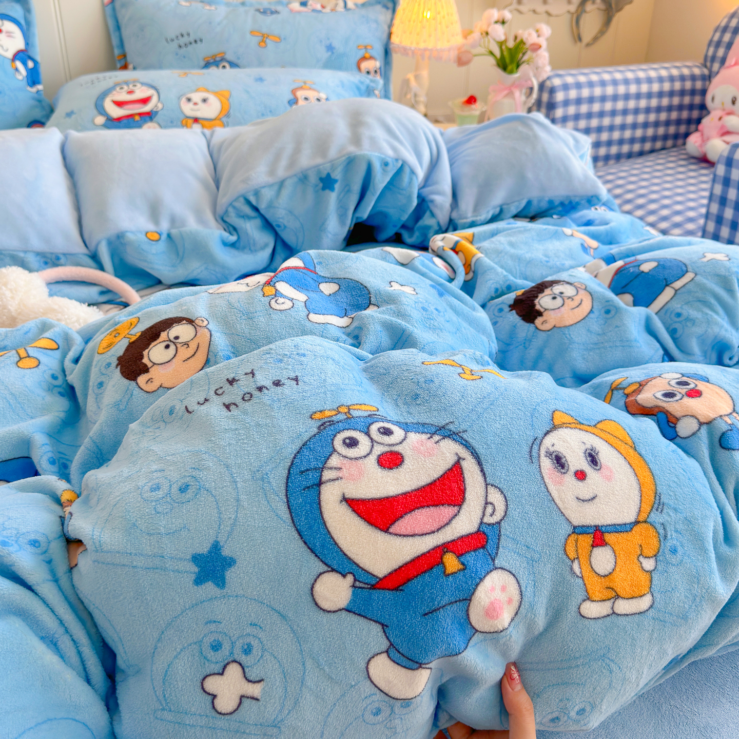ins哆啦A梦猫珊瑚绒单件被套双面绒牛奶绒宿舍法兰绒150*200*230