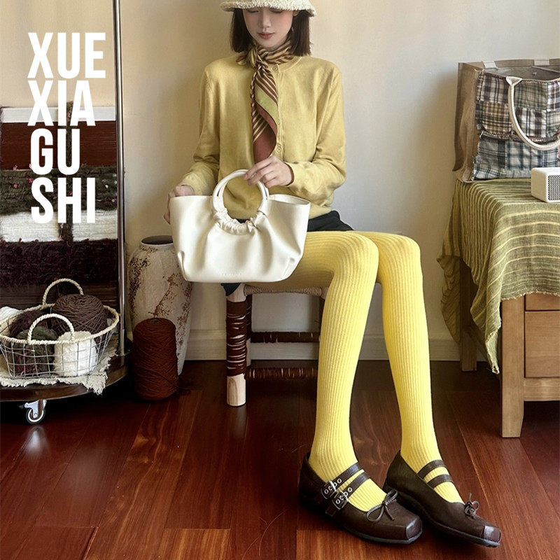 糖果色～羊毛条纹连裤袜