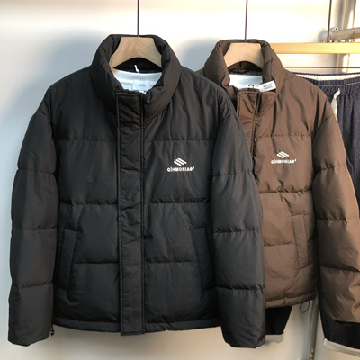 冬装新款羽绒服男韩版潮流帅气印花立领时尚百搭加厚保暖短款外套