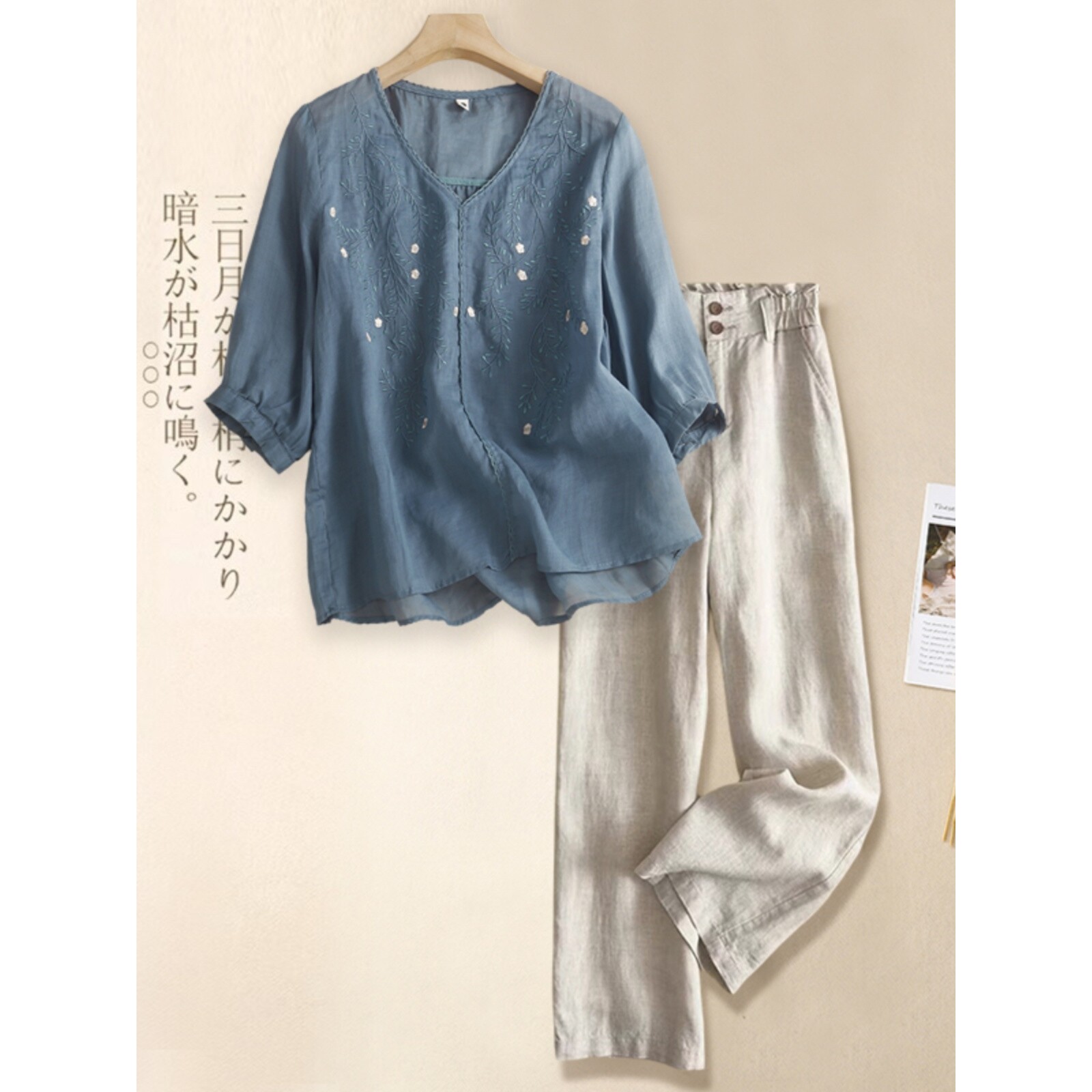 中年妈妈夏装棉麻套装女士夏季2时尚套装