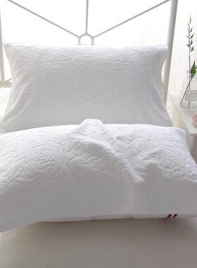 纯白色枕巾一对装纯棉素色全棉宾馆酒店宿舍洗浴深蓝色枕头巾盖巾