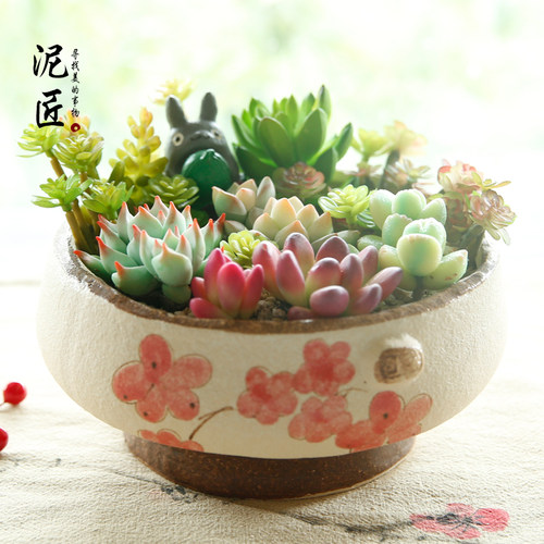 陶瓷简约拼盘粗陶透气大花盆