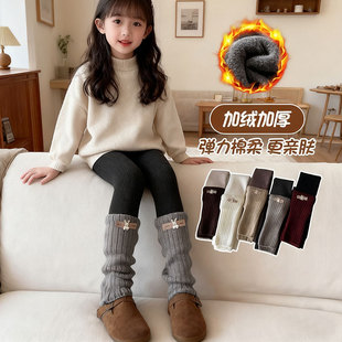 袜 高腰纯棉加绒外穿拼接袜套九分裤 女童连裤 袜秋冬加厚保暖打底裤
