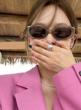 韩系茶色墨镜女潮长圆脸遮阳防晒