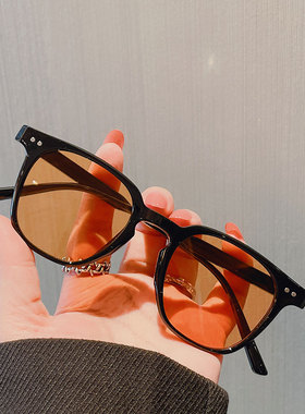 复古个性橘黄色小脸方形墨镜男女
