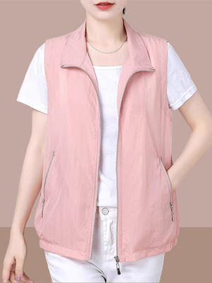 中年妈妈夏季洋气薄款马甲女短款外搭2025新款小个子坎肩背心马夹