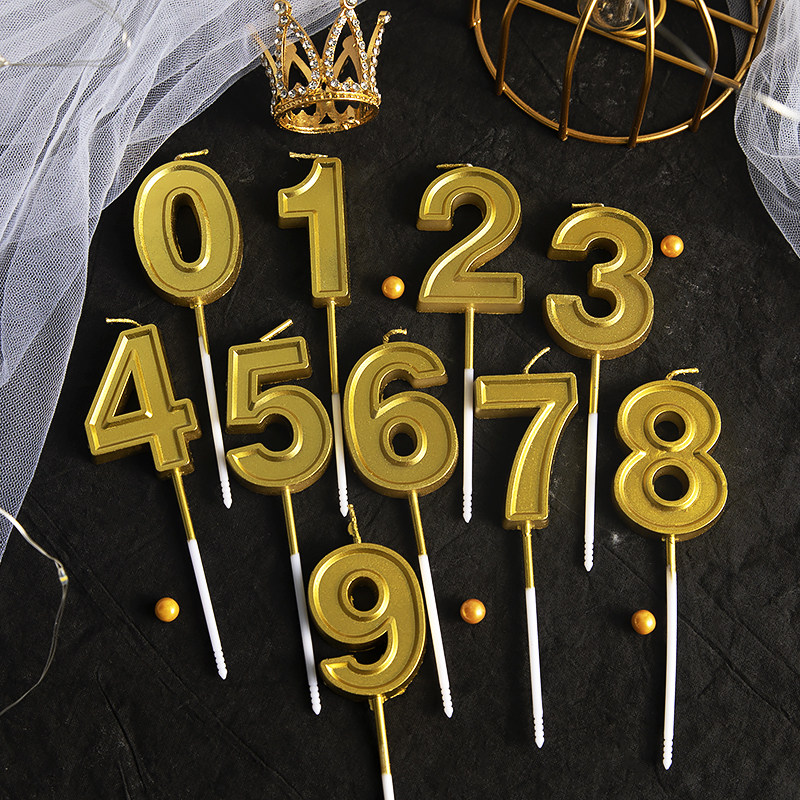 数字蜡烛蛋糕装饰金色厚体阿拉伯数字10个装生日蛋糕聚会甜品插件