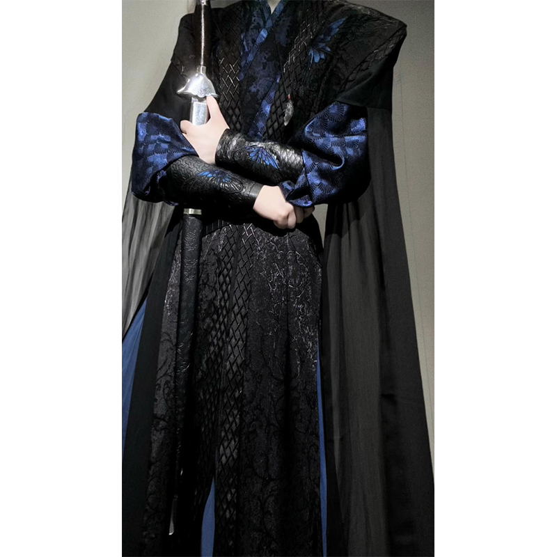 黑色帅气少年感侠客风国风武侠男女同款修身仙侠汉服全套古风秋冬