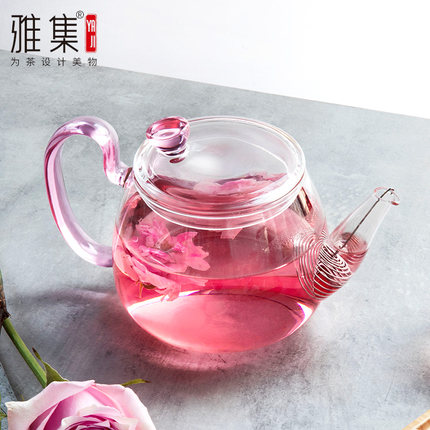 雅集花神壶耐热玻璃茶壶单壶加厚耐热花茶壶壶泡茶器家用大肚水壶