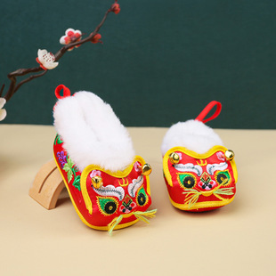 冬儿童学步保暖棉鞋软底虎头老虎鞋周岁百天新生儿宝宝眉眼鞋婴儿