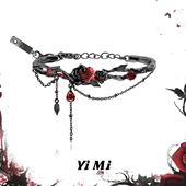 YiMi亦米原创设计暗黑辣妹荆棘玫瑰花手镯小众高级感个性 流苏手环