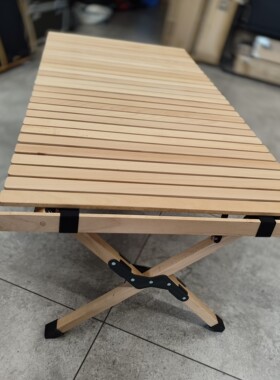 狼族部落户外榉木露营蛋卷桌折叠桌椅野营便携式实木质制120CM