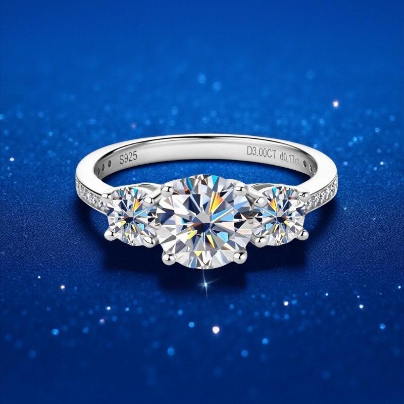 欧美设计感莫桑石戒指