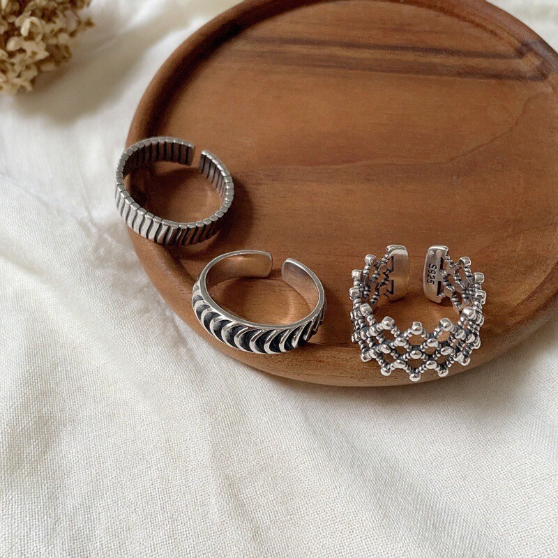 小众复古几何交叉戒指圆形冷淡风