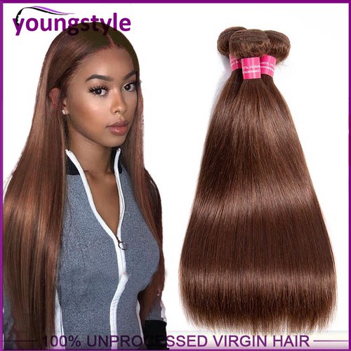 Color 4# Brown Brazilian human hair straight extension100g