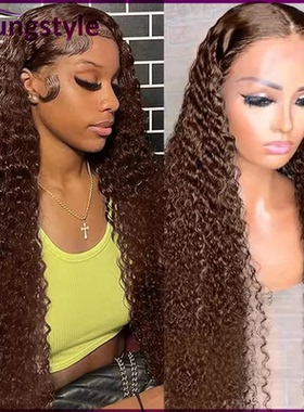 4# brown water wave remy human hair 13*4 lace frontal wigs