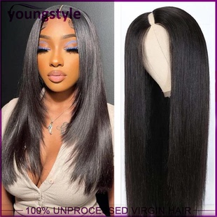 straight v part wig lndian human remy hair Glueless wigs