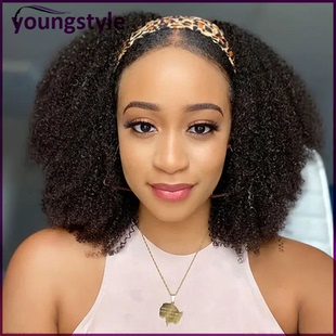 Afro Kinky Curly Headband Wig Brazilian Remy Human Hair Wigs