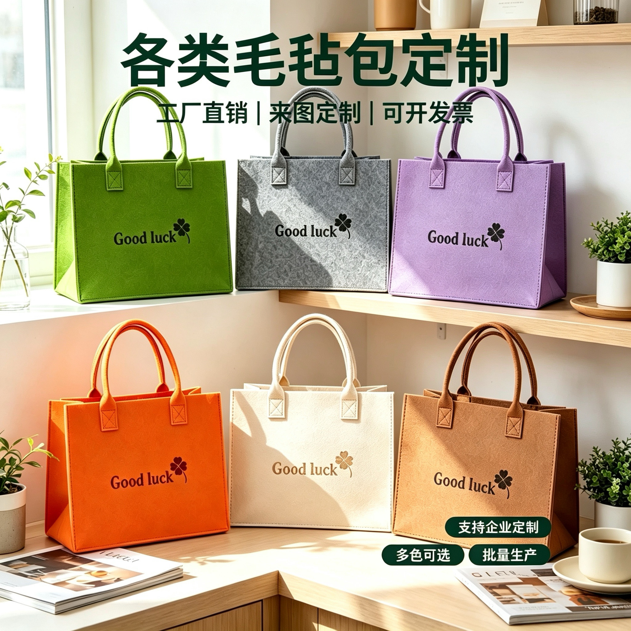 毛毡托特包定制logo企业伴手礼