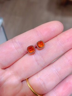 天然芬达石耳钉925银镶嵌豪华耳饰送女友礼物配证书