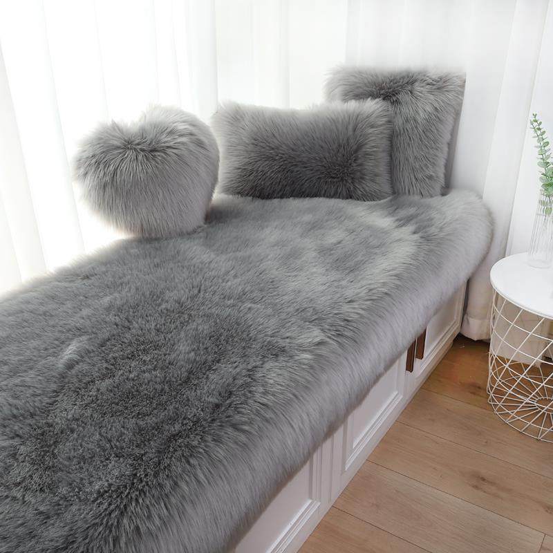 仿羊毛飘窗垫毛绒窗台垫子长毛绒阳台垫卧室榻榻米床边地毯可定制